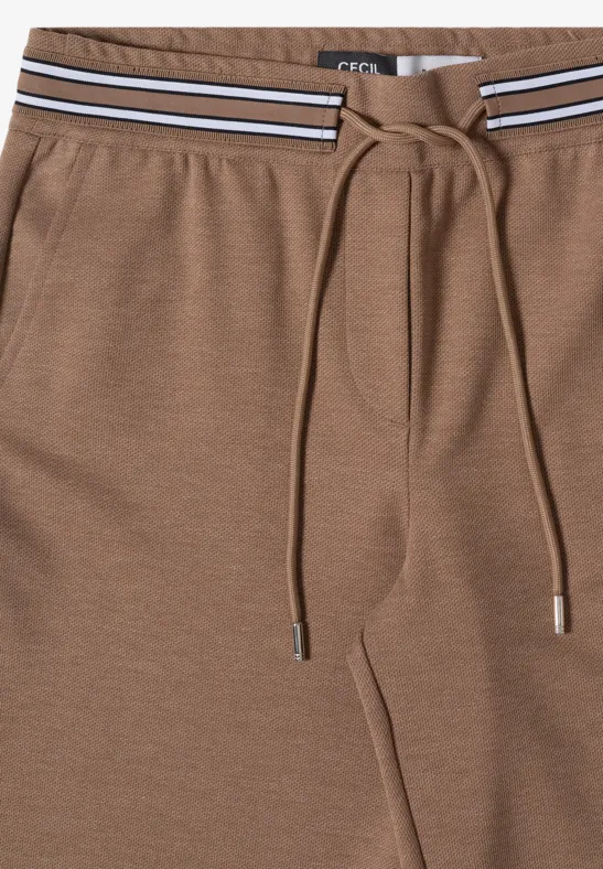 Braune Sweatpants mit Tunnelzug und gestreiftem Bund