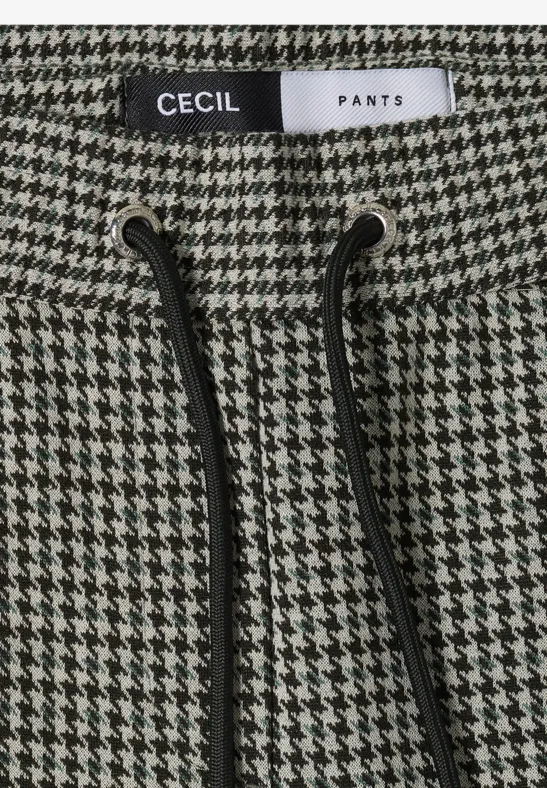 CECIL-Hose mit schwarz-weißem Hahnentritt-Muster und Kordelzug