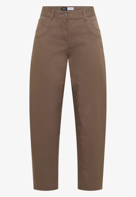 Braune, gerade geschnittene Hose aus Baumwollstoff