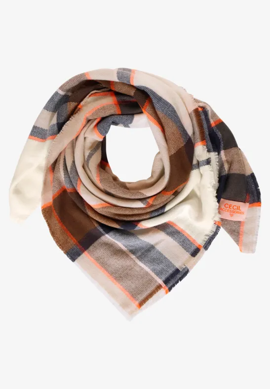 Foulard avec motif à carreaux birch white