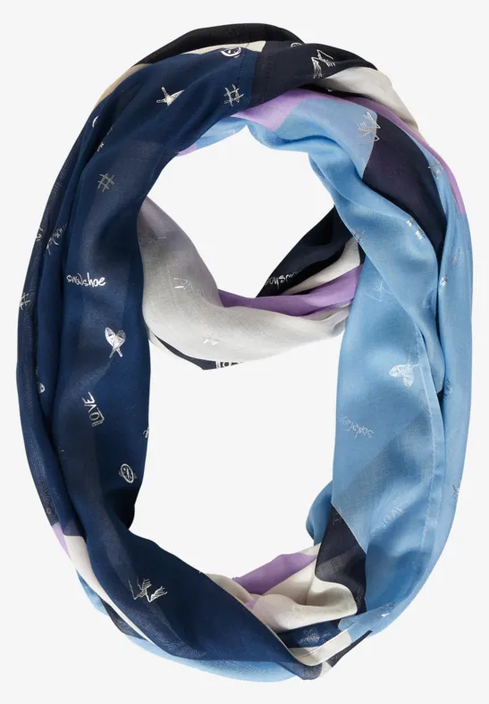 Loop met folieprint deep blue