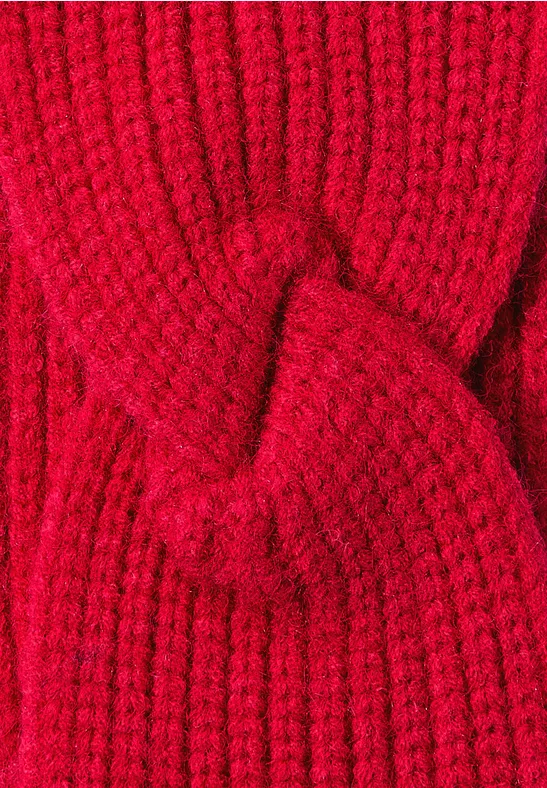 Gebreide hoofdband racing red