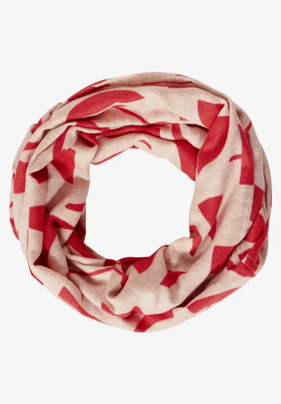 Ronde sjaal met grafische print sesame beige melange