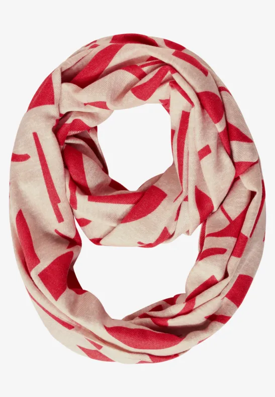 Ronde sjaal met grafische print sesame beige melange
