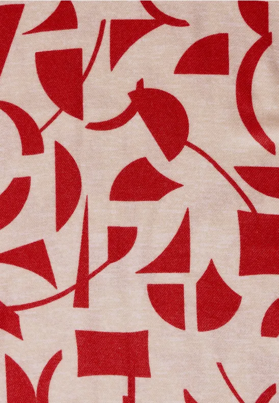 Ronde sjaal met grafische print sesame beige melange