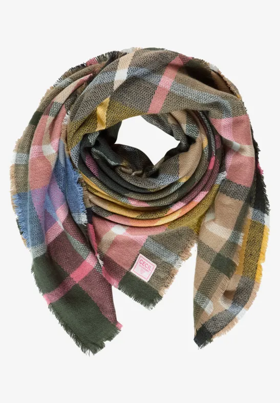 Foulard à carreaux deep pine green