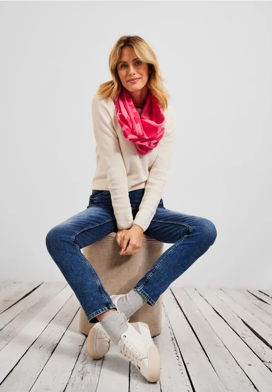 Ronde sjaal met wording dragonfruit pink