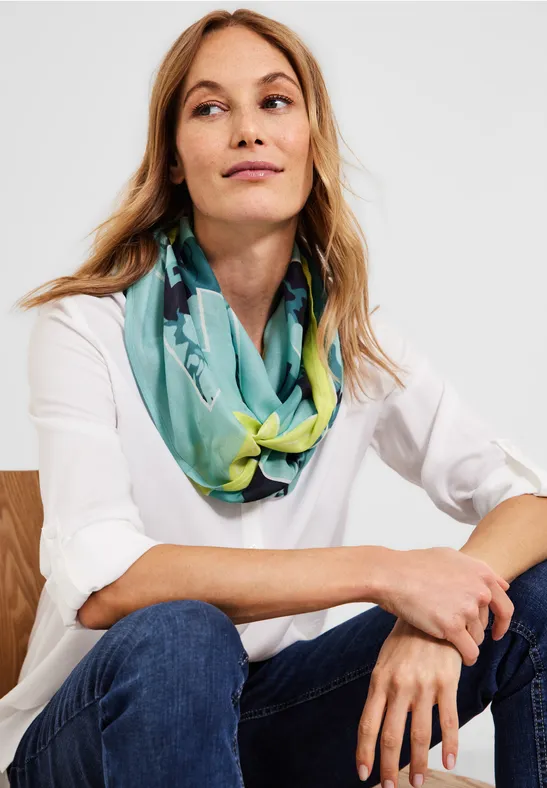 Ronde sjaal met print light aqua blue