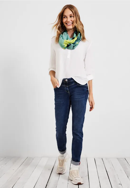 Ronde sjaal met print light aqua blue