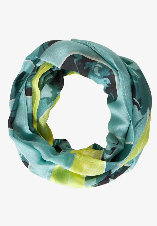 Ronde sjaal met print light aqua blue