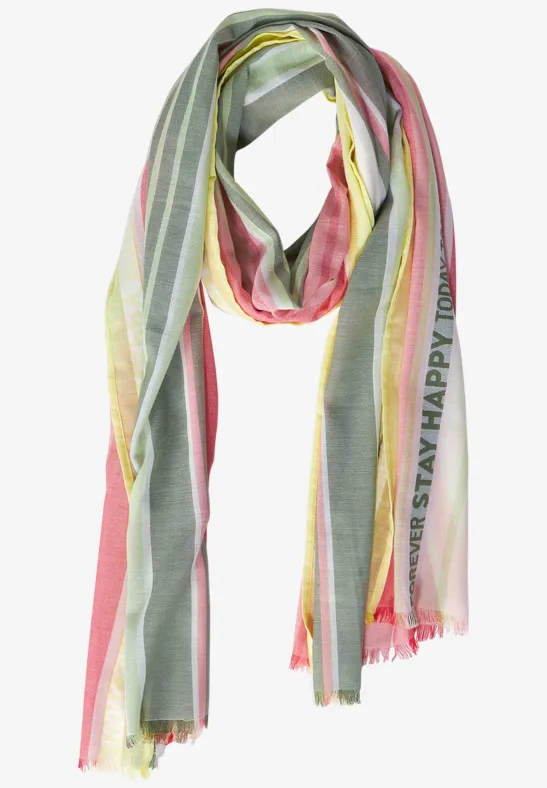 Geweven sjaal met strepen dragonfruit pink