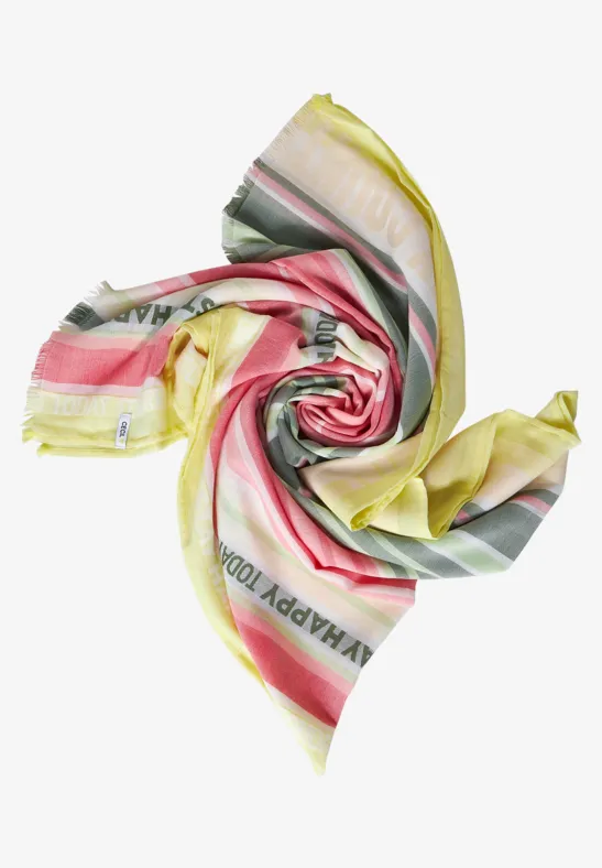 Geweven sjaal met strepen dragonfruit pink