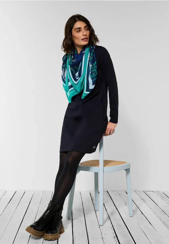 Halsdoek met grafische print deep blue