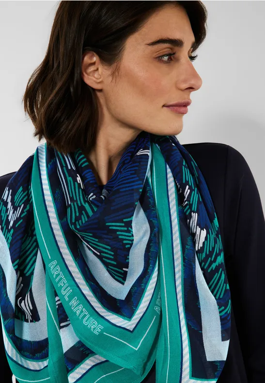 Halsdoek met grafische print deep blue