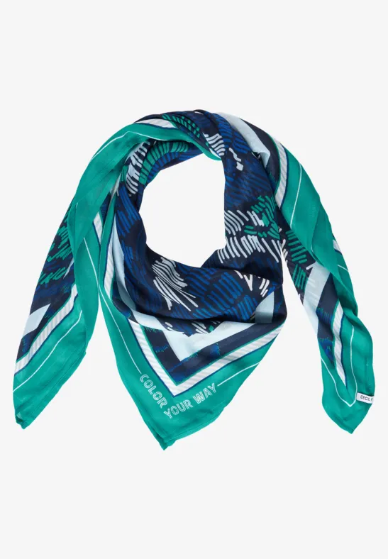 Halsdoek met grafische print deep blue