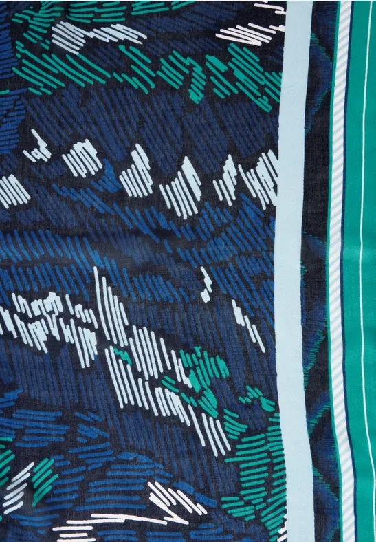 Halsdoek met grafische print deep blue
