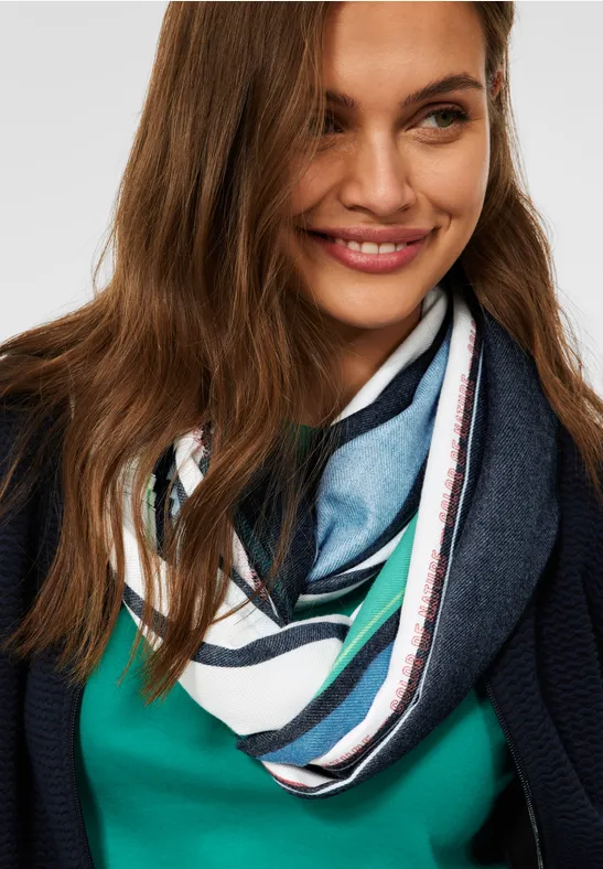 Ronde sjaal met print deep blue