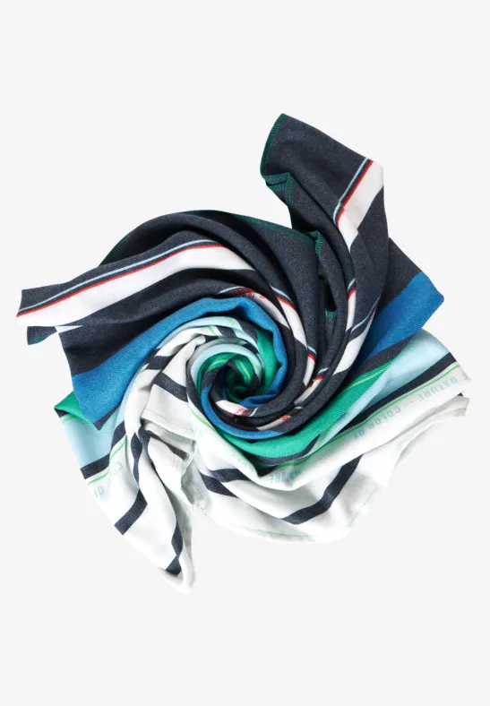Ronde sjaal met print deep blue