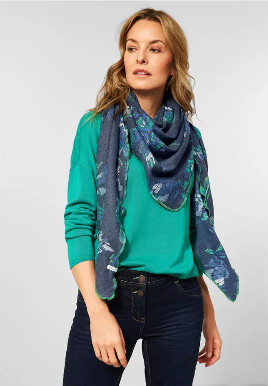 Halsdoek met grafisch patroon deep blue