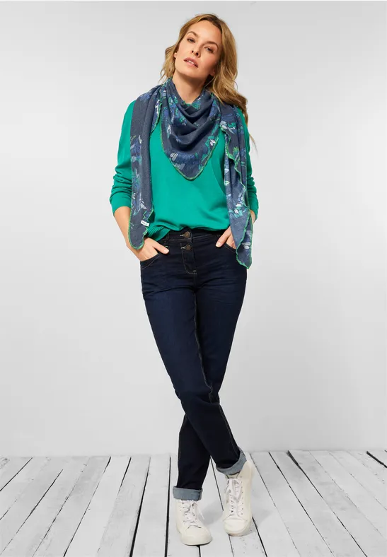 Halsdoek met grafisch patroon deep blue
