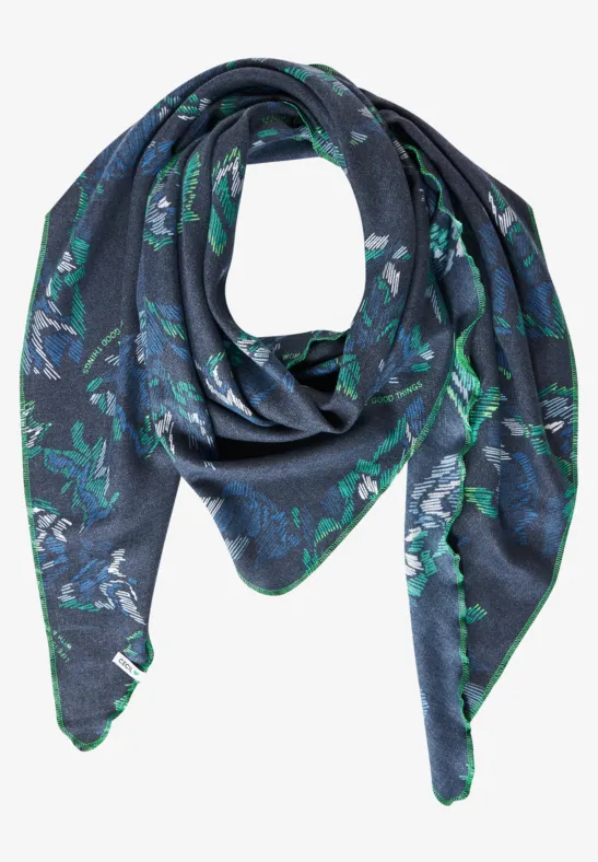 Halsdoek met grafisch patroon deep blue