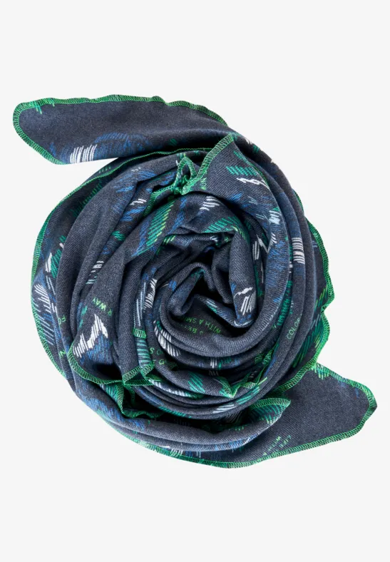 Halsdoek met grafisch patroon deep blue