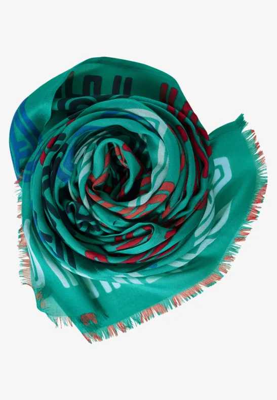 Sjaal met wording-print smaragd green