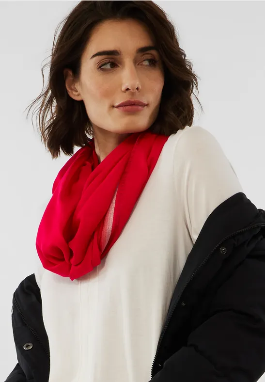 Ronde sjaal met gestreept detail strong red