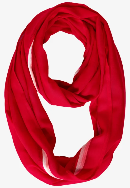 Ronde sjaal met gestreept detail strong red