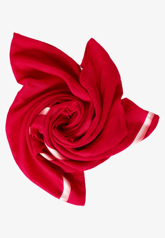 Ronde sjaal met gestreept detail strong red