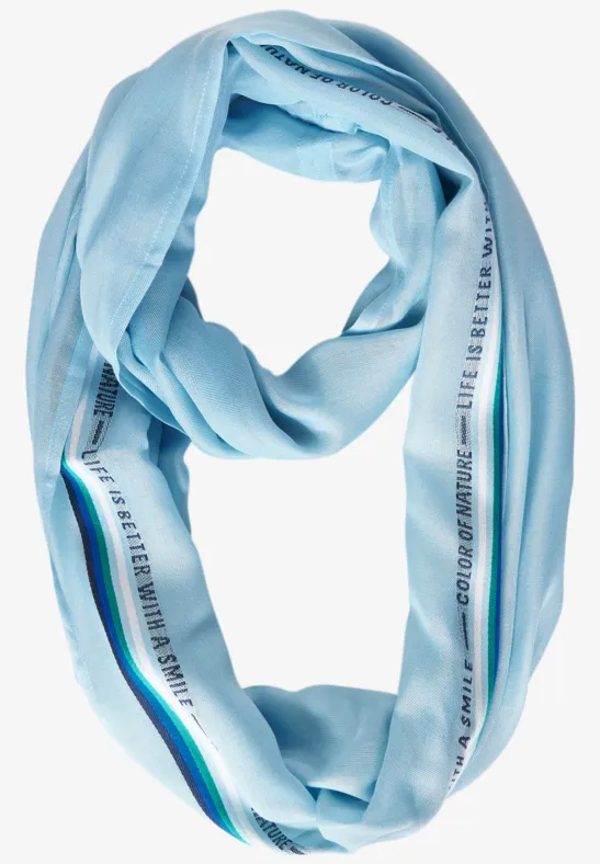 Ronde sjaal met gestreept detail faded blue