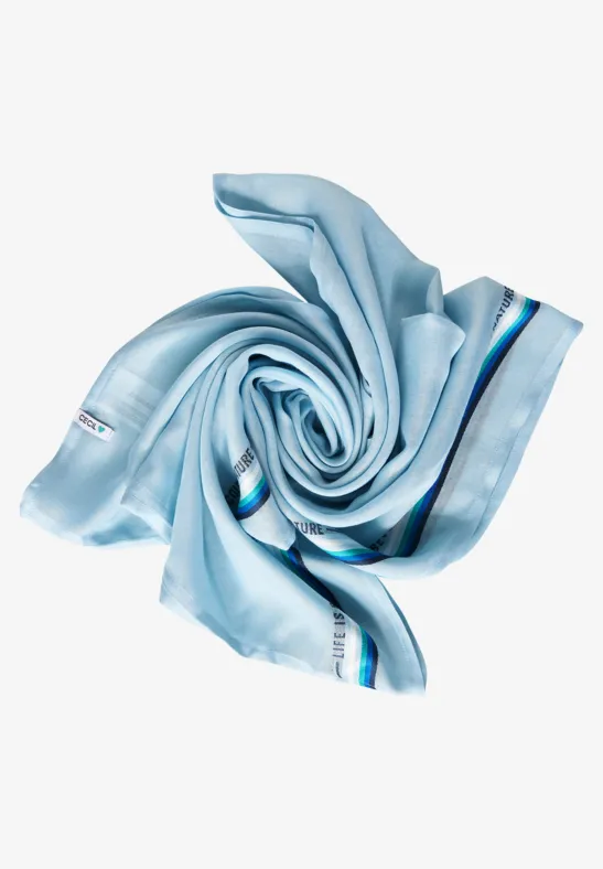 Ronde sjaal met gestreept detail faded blue