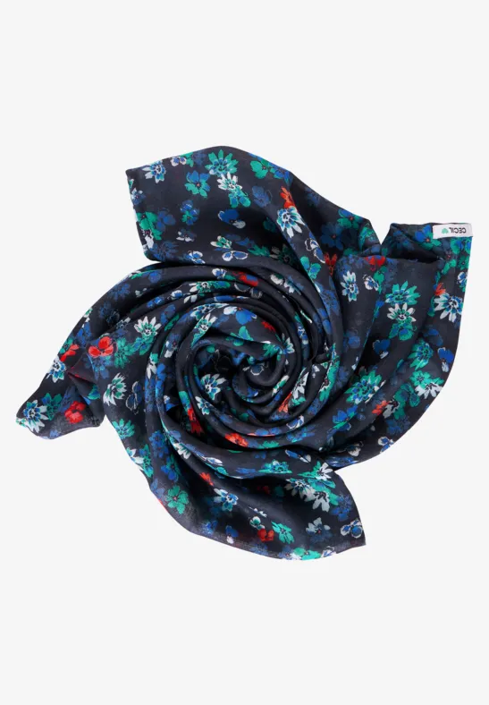 Ronde sjaal met print deep blue