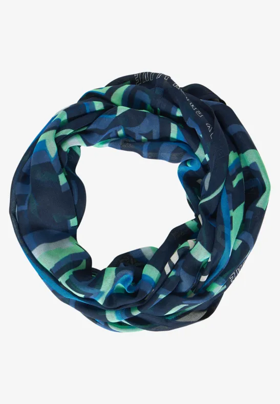 Ronde sjaal met allover print deep blue