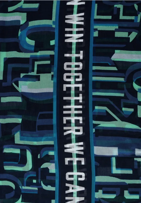 Ronde sjaal met allover print deep blue