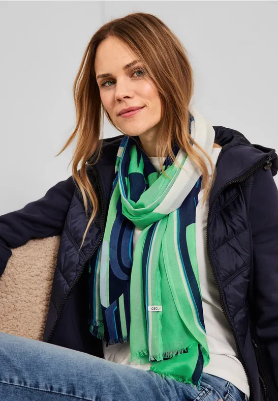 Colorblock Print Schal smash green