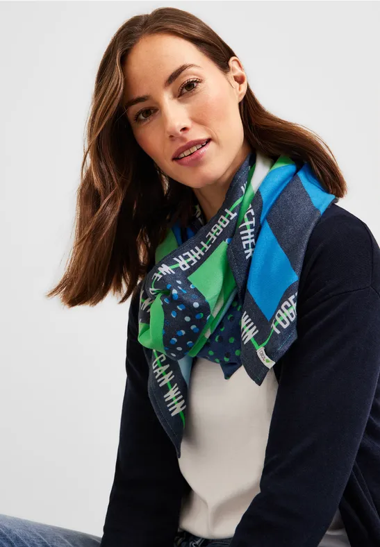 Foulard doux imprimé deep blue