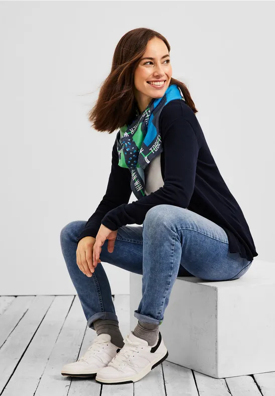 Foulard doux imprimé deep blue