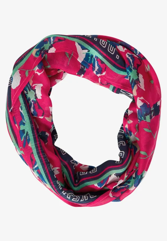 Ronde sjaal met bloemenprint fresh pink