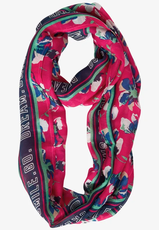 Ronde sjaal met bloemenprint fresh pink