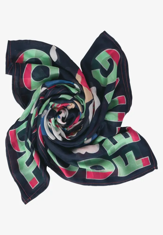 Halsdoek met print deep blue