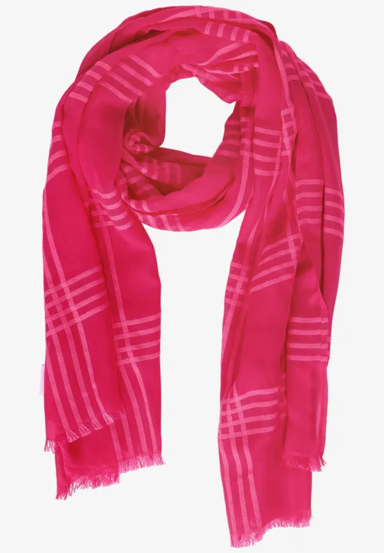 Ruiten sjaal met franjes fresh pink