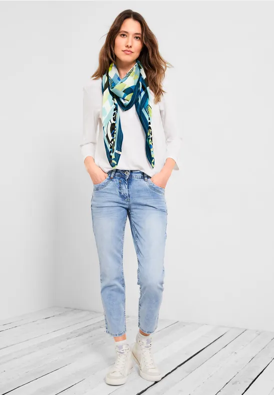 Modal halsdoek met print teal blue