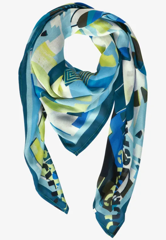 Modal halsdoek met print teal blue