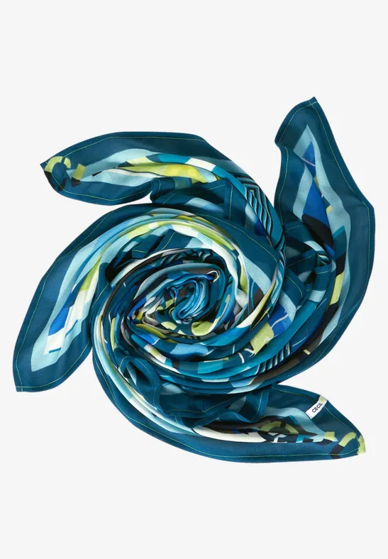 Modal halsdoek met print teal blue
