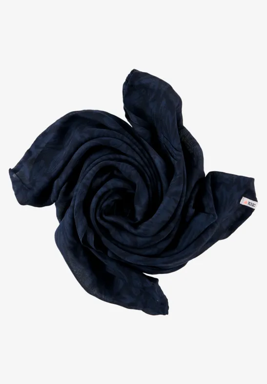 Ronde sjaal met ton-sur-ton print deep blue