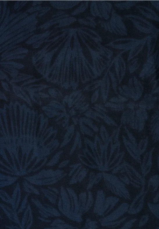 Ronde sjaal met ton-sur-ton print deep blue