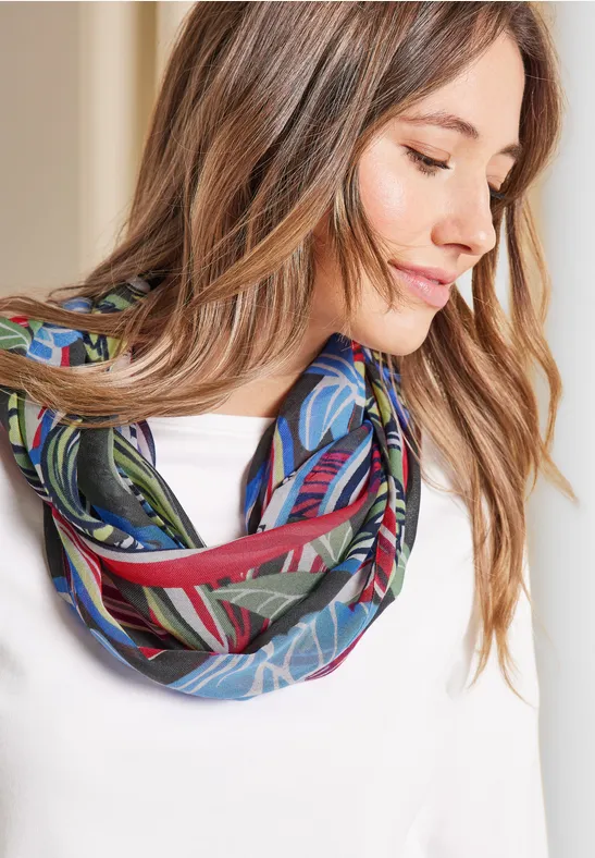 Ronde sjaal met Hawaï-print easy khaki