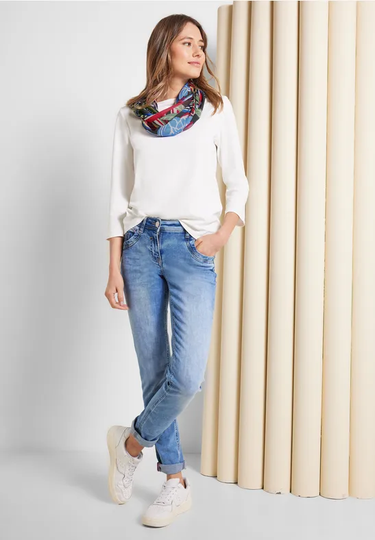 Ronde sjaal met Hawaï-print easy khaki