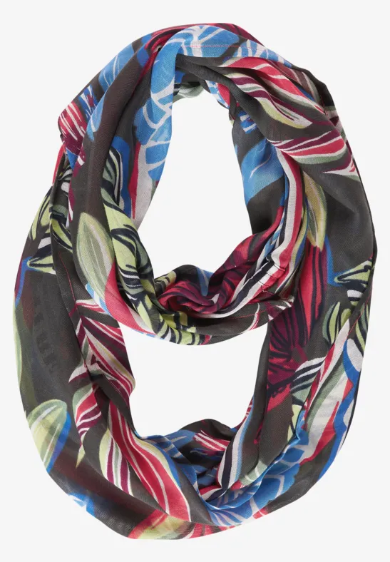Ronde sjaal met Hawaï-print easy khaki
